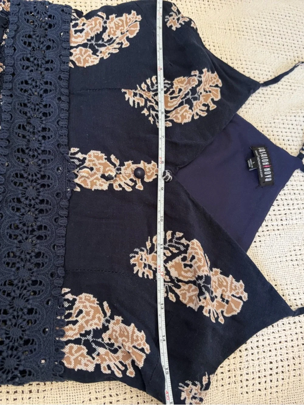 Navy Floral Maxi Crochet Waistband L Long Length Summer Dress Adjustable Straps - Picture 11 of 14